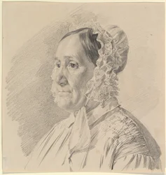 Portrait of a Woman in a Lace Bonnet, in Three-Quarter Profile to the Left