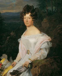 Lady in White Dress Before a Vienna Woods Landscape
