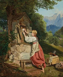 A Girl Adorns the Virgin Mary with a Rose