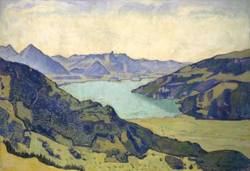 View of the Lake of Thun from Breitlauenen, 1906