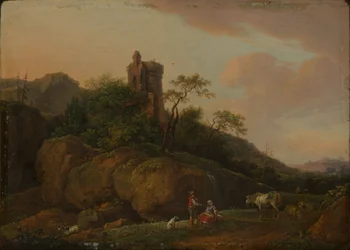 Castle Ruin with Shepherds and Flock