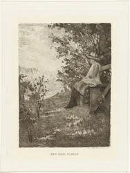 Boy Reading on a Bench (title on object: A Cool Spot)