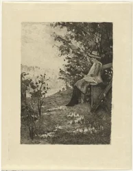 Boy Reading on a Bench
