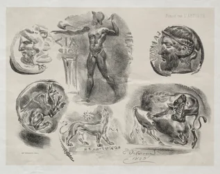 Sheet with Six Antique Medals, 1825