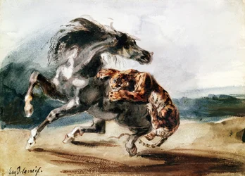 Tiger Attacking a Wild Horse