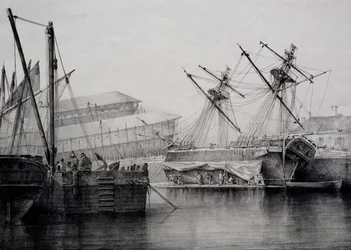 Brigantine, lithograph by Ferdinand Perrot