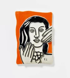 Face with Two Hands on Orange Background