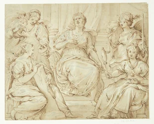 Five Allegorical Female Figures, Wisdom and Justice on the Right