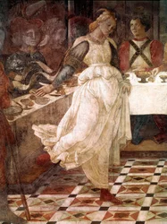 The Banquet of Herode, episodes of the life of Saint John the Baptist. Detail representing Salome. Fresco by Filippo Lippi