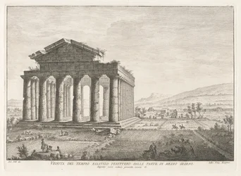 View of the Peripteral Hexastyle Temple from the South, from 