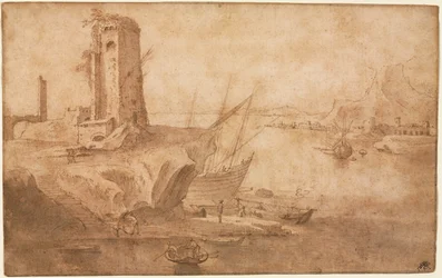 Landscape with Tower at Seashore, 1600-1614