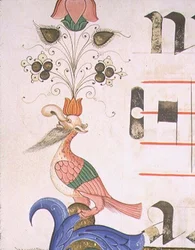Grotesque Bird with Human Head, (detail)