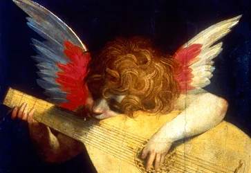 Winged Putto Playing a Lute