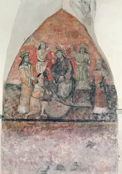 Christ being crowned with the crown of thorns, mural in the crypt, c.1480-1540
