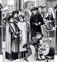 Dues on Wines, Granted to the Chapter of Tournai by King Chilperic, after a Window of the Cathedral of Tournai