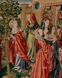 Series Human Redemption or Vices and Virtues. Vices lead Man to sin. Second tapestry in the series. Ca 1510.
