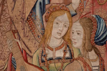 Flemish tapestry. Series The History of David and Bathsheba. The Prophet Nathan reprehends King David. Third panel of the series. Model Anonymous. Manufacture Unknown, Brussels. 1505