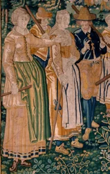 Flemish tapestry. The goose game. Atelier of Oudenaarde. 17th century