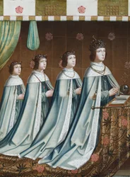 Portrait of Henry VII with His Three Sons, Arthur, Henry and Edmund, c.1510