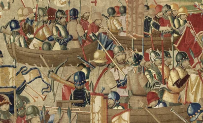 Tapestry Showing the Conquests of King Alfonso V of Portugal, Tournai (detail)