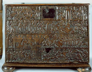 The Courtrai Chest Depicting Scenes from the Battle of the Golden Spurs Fought in Courtrai in 1302
