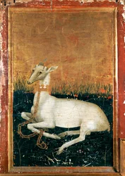 The Wilton Diptych, (detail): The White Hart, Emblem of King Richard II