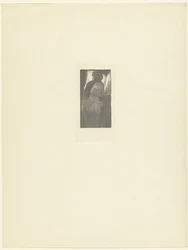 Half-naked woman with a stick leans over a large book. Little witch. Departure for the Sabbath. The ordeal (series title)