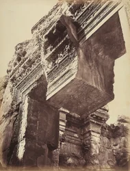 Detail of the entrance to a temple, in the archeological zone of Heliopolis or Baalbek, ancient Syrian city, now Lebanon