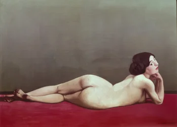 Reclining Nude on Red Carpet