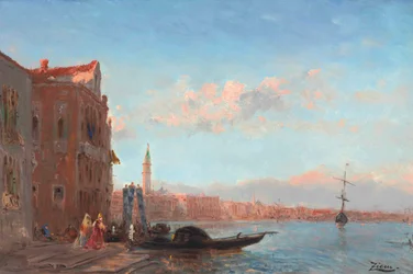 Figures Leaving a Palace, Canal della Grazia