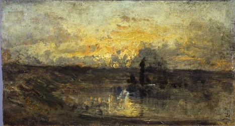River turn (front); three studies (back), between 1850 and 1860