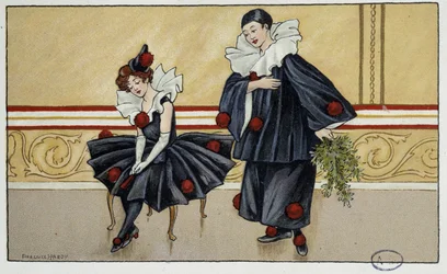 Pierrot and Colombine - drawing by Florence Hardy, early 20th century
