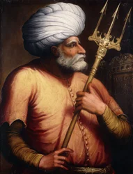 Portrait of Khair el-Din Barbarossa, half-length, holding a Trident