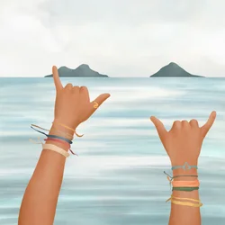 Shaka Hands Tropical Ocean