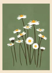 White Daisies on Green