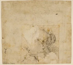 Female Head in Profile to the Left; Sketch of Trees and Building