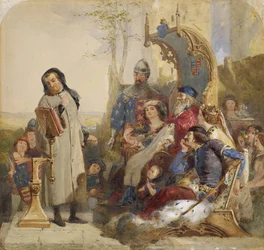 Chaucer at the Court of Edward III - Watercolour Version