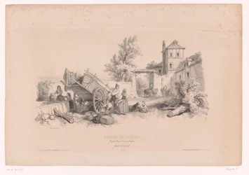 Farm with Water Well, Hay Wagon, and Various Figures