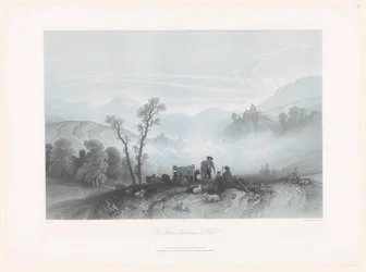 Shepherds with Cows and Sheep in a Misty Valley