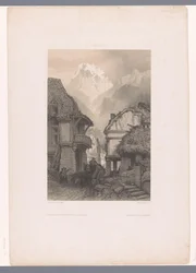 Ox Cart in a Village at the Foot of a Mountain (series title: Narrative Representations)