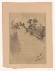 Title Page with Rocky Landscape and Travelers Along a Gorge (Landscape and Figure Studies by Férogio)