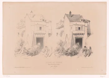 Freight Driver with Horse and Wagon Resting at a Gate
