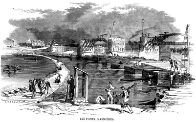 After the Fire of the Bridge of Asnieres During the Siege of Paris in 1870, a Boat Bridge Was Installed