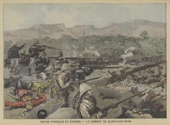 Fighting between French and Chinese troops at the Battle of Guangzhouwan