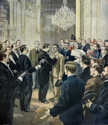 Louis Barthou Decorates the Coachman Georges, Rescuer of the Bazar de la Charité, 1897