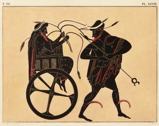 Print of the Decoration on a Greek Amphora, Showing Triptolemus and Hermes, c. 1858