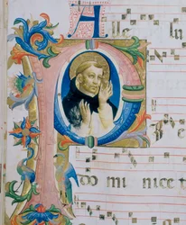A Dominican Saint. Illustrated Miniature in a Missal (c. 9, verso)