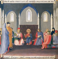 Inset depicting the dispute with the doctors in the Temple