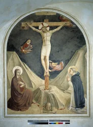 Crucifixion with the Virgin and Saint Dominic. Fresco by Guido di Pietro