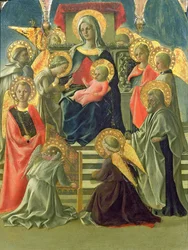 Madonna and Child Enthroned with Angels and Saints (detail)